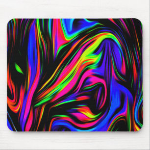 Neon Swirls Marged Black Yellow Pink Blue Muismat