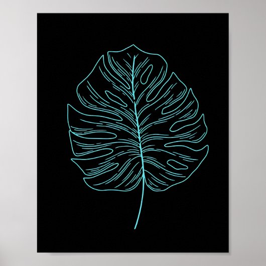 Neon Swiss Cheese Plant Leaf Poster (Voorkant)