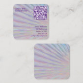 Neon Swoosh Ontwerp QR Code 7 Lijn Aangepast Vierkante Visitekaartje (Voorkant / Achterkant)