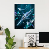 Neon Swordfish Velocity Current Poster (Thuiskantoor)