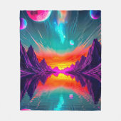 Neon Synthwave Alien Planeet Retro Gamer Fleece Deken (Voorkant)