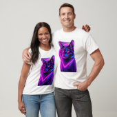Neon Synthwave Cat Art T-shirt (Unisex)
