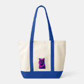 Neon Synthwave Cat Art Tote Bag (Achterkant)