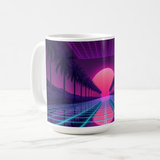 Neon Synthwave Esthetische Koffiemok (Voorkant links)