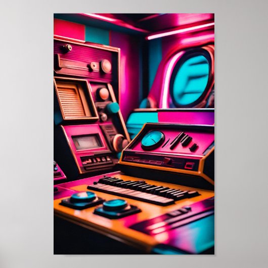 Neon Synthwave Galaxy Poster (Voorkant)