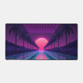Neon Synthwave Grid Desk Mat - Retro 80s Gaming Mo (Voorkant)