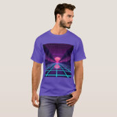 Neon Synthwave Horizon - Retro 80s Cyberpunk Raste T-shirt (Voorkant volledig)
