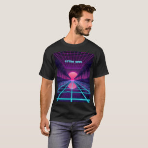 Neon Synthwave Horizon - Retro 80s Cyberpunk Raste T-shirt
