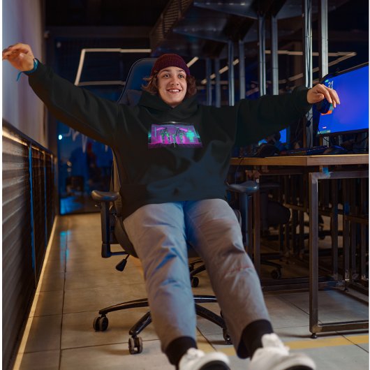 Neon Synthwave Humanoïde Robots Cyberpunk Hoodie