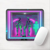 Neon Synthwave Humanoïde Robots Cyberpunk Muismat (Met muis)