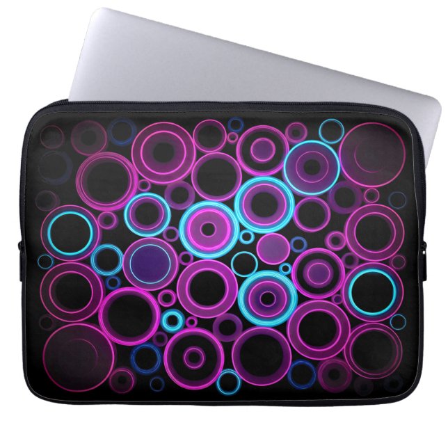 Neon Synthwave Matrix Cyber Tech Laptop Sleeve (Voorkant)