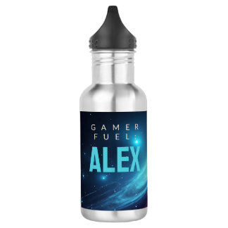 Neon Synthwave Ruimte Galaxy Abstract Gloeiende Vl Waterfles
