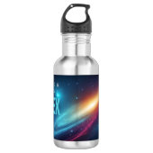 Neon Synthwave Space Galaxy Abstract Glowing Fluid Waterfles (Voorkant)