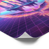 Neon Synthwave Stadslandschap Phoenix Kunstprint Poster (Hoek)