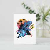 Neon T-Rex Dinosaur Grafische Afbeeldingen Tiener  Briefkaart (Staand voorkant)