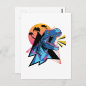 Neon T-Rex Dinosaur Grafische Afbeeldingen Tiener  Briefkaart (Voorkant / Achterkant)