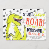 Neon T-Rex Dinosaur Verjaardagsfeestje Uitnodiging (Voorkant / Achterkant)