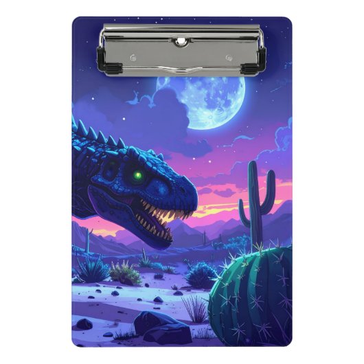 Neon T Rex Nachtloop Mini Klembord (Voorkant)