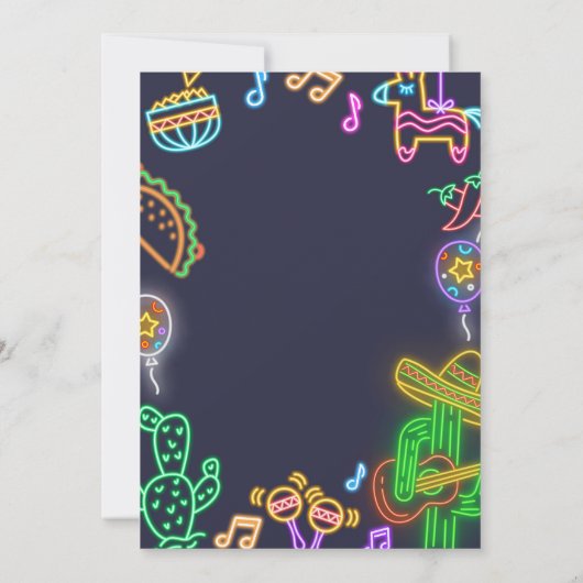 Neon Taco Mexicaanse Graduation Party Uitnodiging (Achterkant)