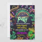 Neon Taco Mexicaanse verjaardagsfeestje voor volwa Kaart (Voorkant)