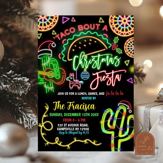 Neon Taco Over Kerst Feest Vakantie Feest Kaart
