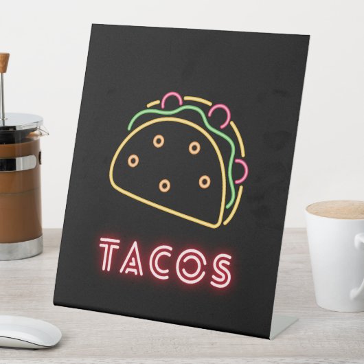 Neon Tacos-symbool Reclamebord Met Voetstuk (Insitu)