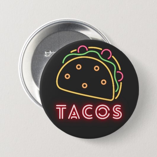 Neon Tacos Symbool & Text Button (Voorkant /achterkant)