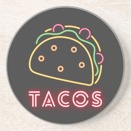 Neon Tacos-symbool Zandsteen Onderzetter (Voorkant)