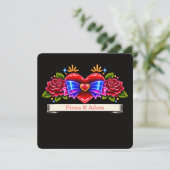 Neon Tattoo Stijl hart uitnodigen Liefde Save The Date (Staand voorkant)