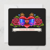 Neon Tattoo Stijl hart uitnodigen Liefde Save The Date (Voorkant)