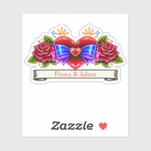 Neon Tattoo Stijl hart uitnodigen Liefde  Sticker