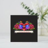 Neon Tattoo Stijl hart uitnodiging Liefde (Staand voorkant)