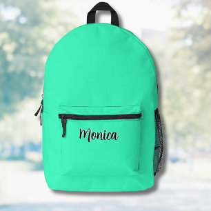 Neon Teal en Zwarte 3D Gepersonaliseerde Naam Bedrukte Rugzak