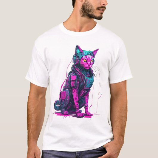 Neon Tech Cat T-shirt (Voorkant)