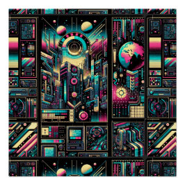 Neon Tech Odyssey Perfect Poster