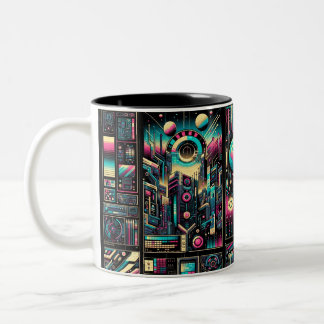 Neon Tech Odyssey Tweekleurige Koffiemok