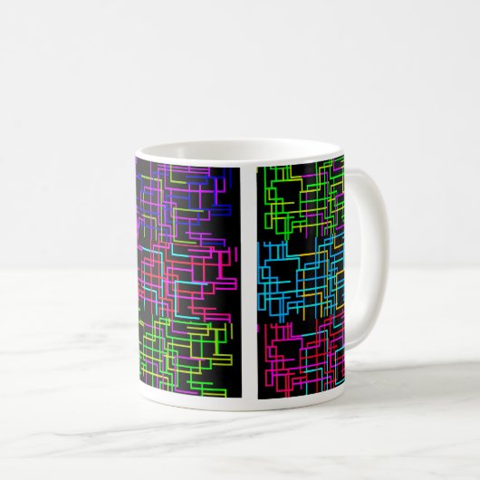 Neon Tech Pattern Koffiemok (Voorkant rechts)