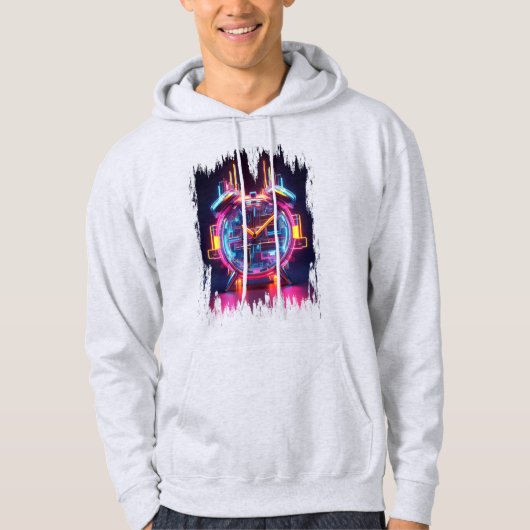 Neon Techno Klok Hoodie (Voorkant)