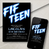 Neon Teen Boys 15e verjaardag Uitnodiging