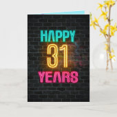 Neon-teken op baksteen voor 31e verjaardag kaart (Gele Bloem)