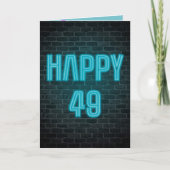 Neon-teken op baksteen voor 49e verjaardag kaart (Voorkant)