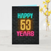Neon-teken op baksteen voor 53 jaar kaart (Gele Bloem)