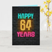 Neon-teken op baksteen voor 64e verjaardag kaart (Gele Bloem)