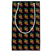 Neon-teken op baksteen voor 65e verjaardag klein cadeauzakje (Voorkant)