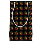 Neon-teken op baksteen voor 75e verjaardag klein cadeauzakje (Voorkant)