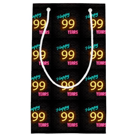 Neon-teken op baksteen voor 99e verjaardag klein cadeauzakje (Voorkant)