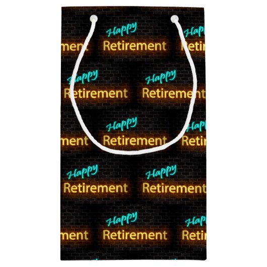 Neon-teken op baksteen voor pensionering klein cadeauzakje (Achterkant)