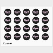 Neon teken roze congrats tekst toevoegen retro jar ronde sticker (Vel)
