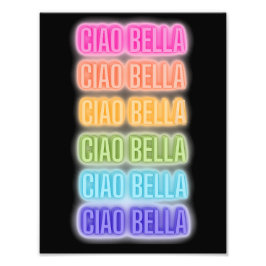 Neon Teken Stijl Ciao Bella Herhalende Regenboog P Foto Afdruk