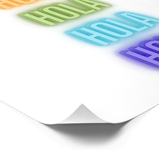 Neon Teken Stijl Hola Herhalende Regenboog Print Foto Afdruk (Hoek)